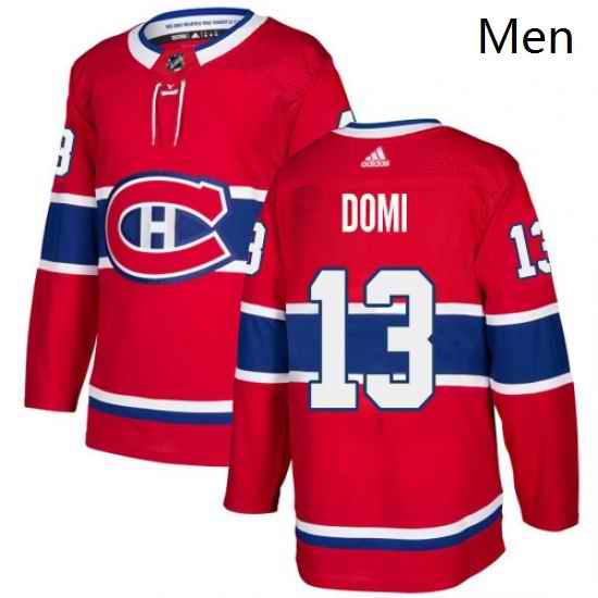 Mens Adidas Montreal Canadiens 13 Max Domi Authentic Red Home NHL Jersey